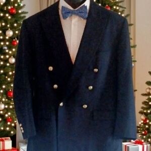 Elegant Men's Double-Breasted Blazer in Midnight Blue